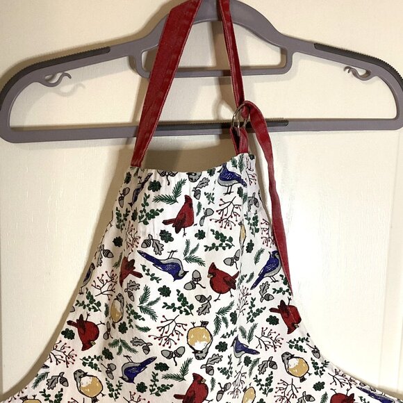 ELJ  Bird Print Apron With Bib One Size Cooking Baking Kitchen Linens - Picture 2 of 7